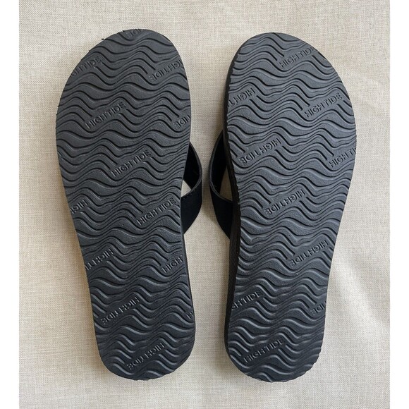High Tide Black Sandal Flip Flop Comfort Tropical Beach Floral Size 9 - Picture 9 of 9